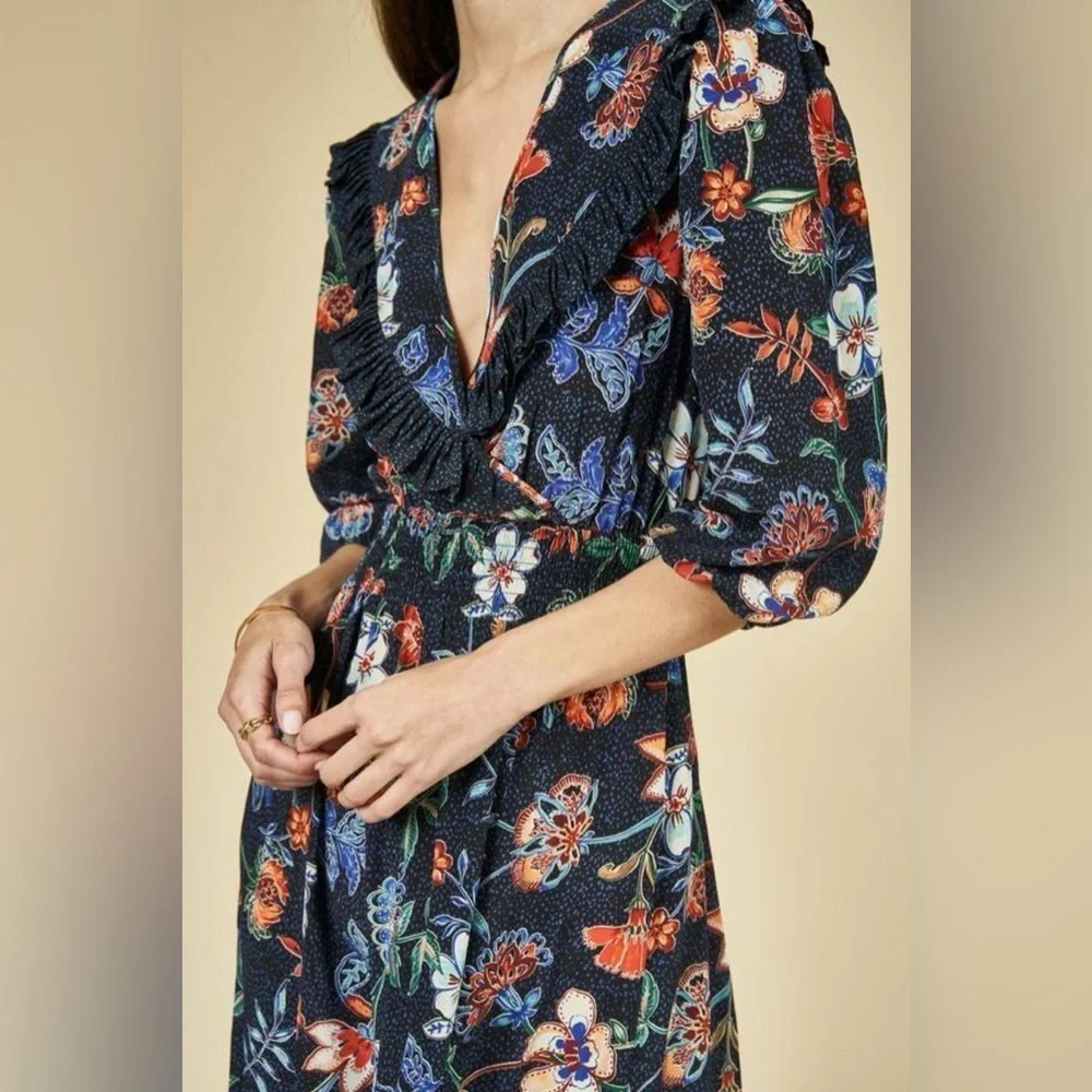 HUNTER BELL Florence Dress in Black Multicolor Floral Maxi Dress - Picture 5 of 6
